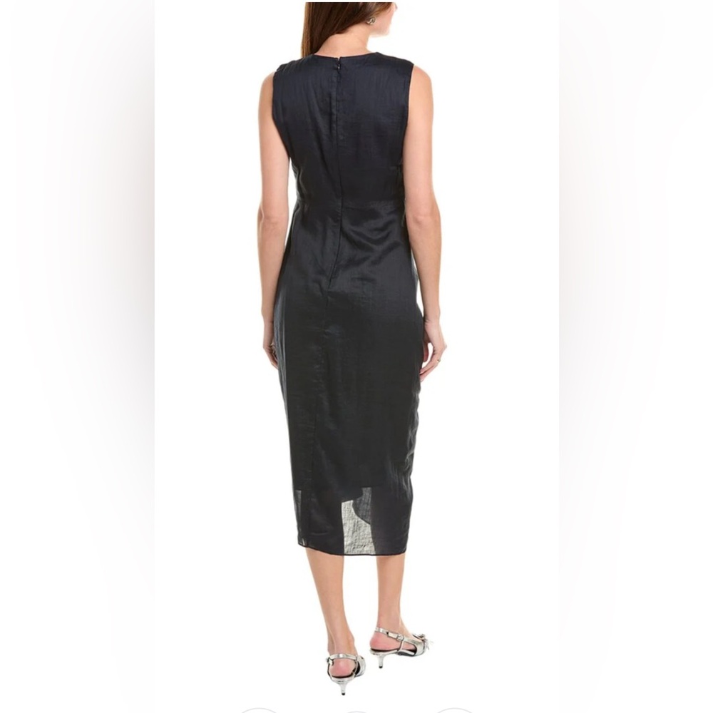 NWT $498 Frame Navy Ruched Front Tie Midi Dress Size XS - Picture 3 of 11